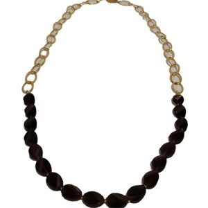 Unleash Your Inner Glamour with this Gold Toned w Dark Purple Beads Necklace